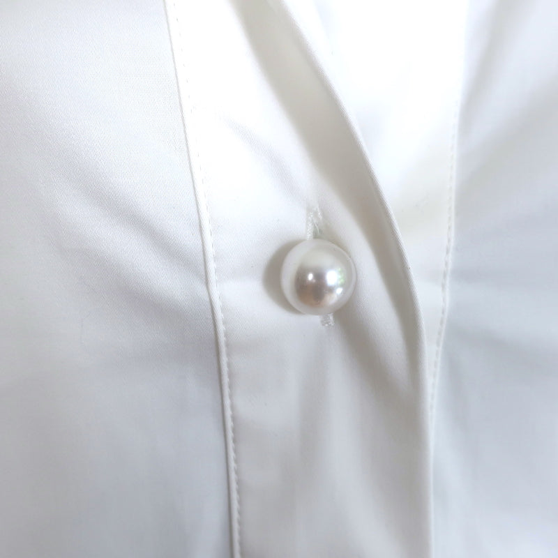 Tuckernuck Willow Faux Pearl Button Blouse White Stretch Cotton Size Small NEW