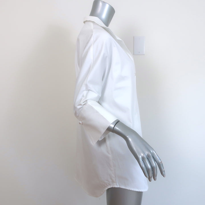 Tuckernuck Willow Faux Pearl Button Blouse White Stretch Cotton Size Small NEW