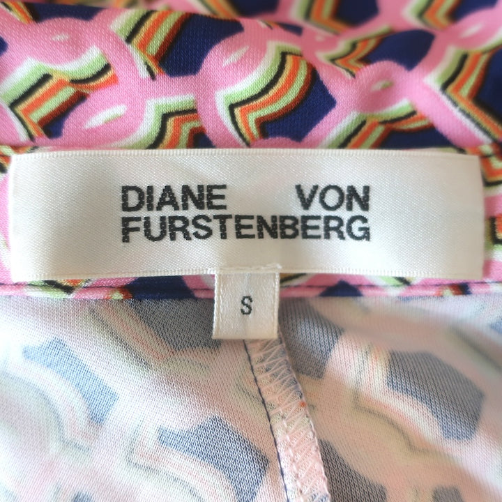 Diane von Furstenberg Milly Belted Jumpsuit Pink Printed Crepe Jersey Size Small