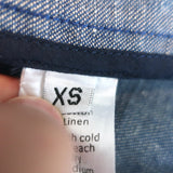 Co Denim Short Sleeve Mini Dress Blue Cotton-Linen Size Extra Small