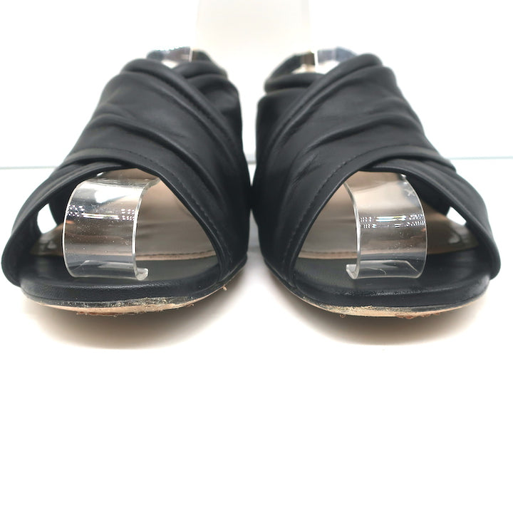 Nicholas Kirkwood Delfi Faux Pearl Slingback Sandals Black Leather Size 37