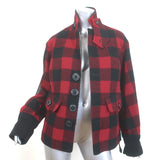 Dsquared2 Buffalo Plaid Leather Elbow Patch Jacket Red/Black Wool Size 42
