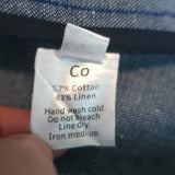 Co Denim Short Sleeve Mini Dress Blue Cotton-Linen Size Extra Small