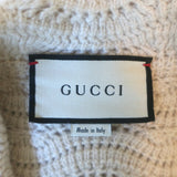 Gucci Crystal-Button Crochet Knit Duster Cardigan Ivory Wool Size Large
