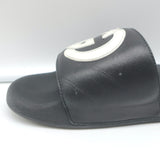 Gucci Interlocking GG Pursuit Pool Slides Black Leather Size 37 Flat Sandals