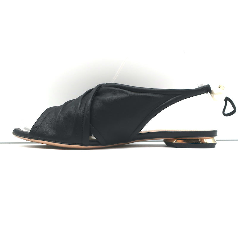 Nicholas Kirkwood Delfi Faux Pearl Slingback Sandals Black Leather Size 37