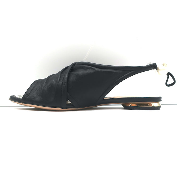 Nicholas Kirkwood Delfi Faux Pearl Slingback Sandals Black Leather Size 37