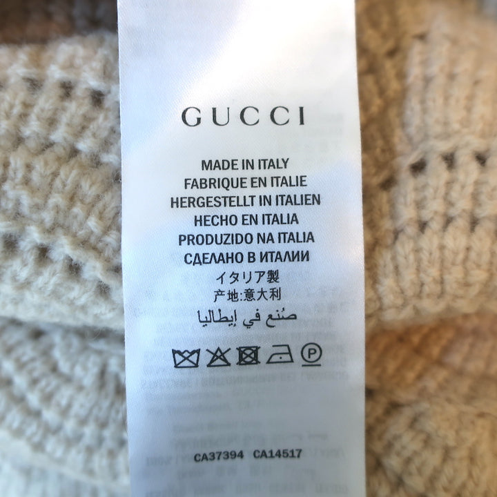 Gucci Crystal-Button Crochet Knit Duster Cardigan Ivory Wool Size Large