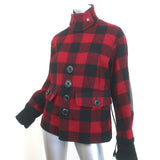 Dsquared2 Buffalo Plaid Leather Elbow Patch Jacket Red/Black Wool Size 42