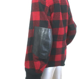 Dsquared2 Buffalo Plaid Leather Elbow Patch Jacket Red/Black Wool Size 42