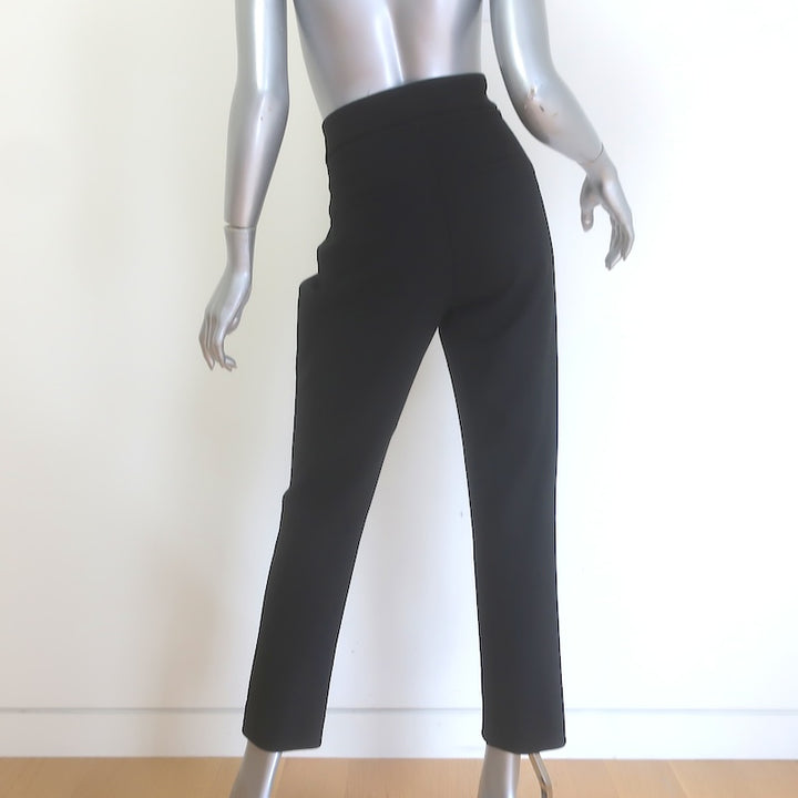 Veronica Beard Renzo Clean Waistband Slim Leg Pants Black Stretch Suiting Size 8
