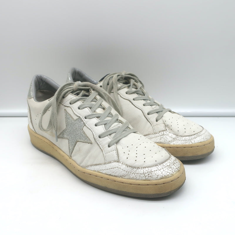 Golden Goose Ballstar Glitter Star Sneakers White Leather