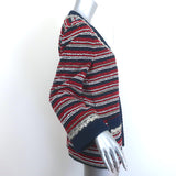 Gucci Crystal-Embellished Striped Boucle Jacket Red/Navy Cotton-Blend Size 44