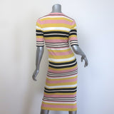 FRAME Baja Striped Ribbed Knit Midi Dress Citrine/Multi Size Medium NEW