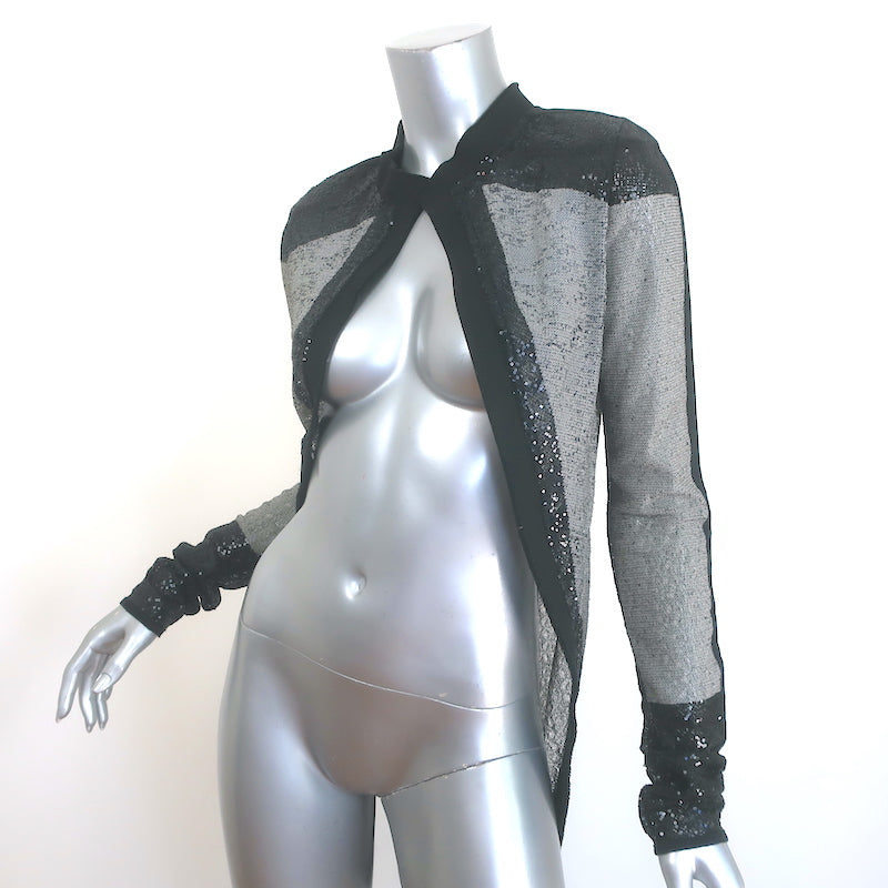 Balenciaga 2010 Sequined Shrug Jacket Gray &amp; Black Silk Size 38