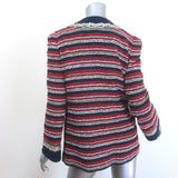 Gucci Crystal-Embellished Striped Boucle Jacket Red/Navy Cotton-Blend Size 44