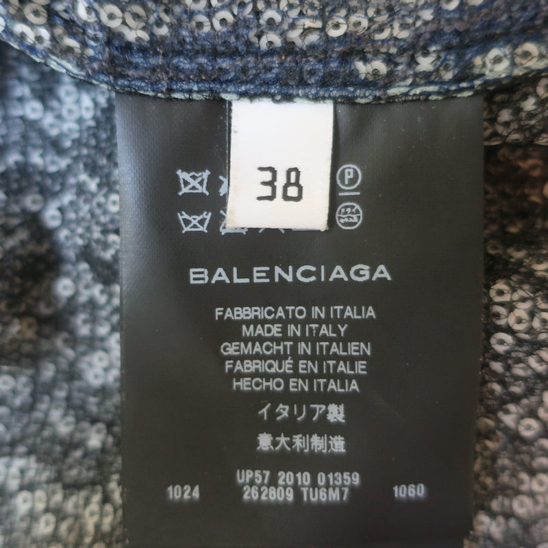 Balenciaga 2010 Sequined Shrug Jacket Gray &amp; Black Silk Size 38