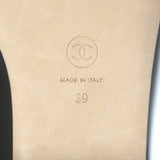 Chanel Chain CC Quilted Crisscross Slide Sandals Black Lambskin Leather Size 39