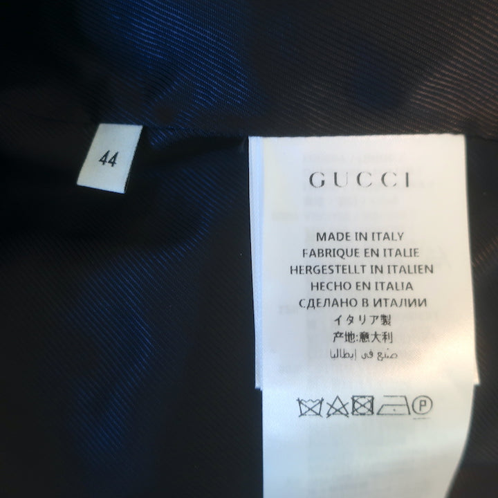 Gucci Crystal-Embellished Striped Boucle Jacket Red/Navy Cotton-Blend Size 44