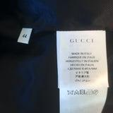 Gucci Crystal-Embellished Striped Boucle Jacket Red/Navy Cotton-Blend Size 44