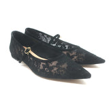 Gianvito Rossi Claudia Lace Pointed Toe Ballet Flats Black Size 39