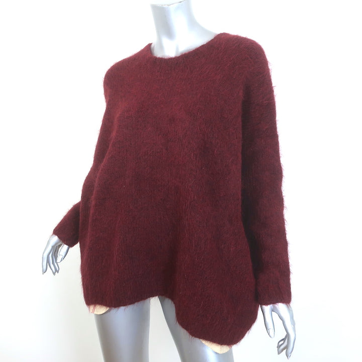 Uma Wang Oversized Crewneck Sweater Burgundy Stretch Mohair Size Small