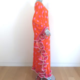 Pitusa Polka Dot Sevillana Ruffled Maxi Dress Orange/Pink Size Petite NEW