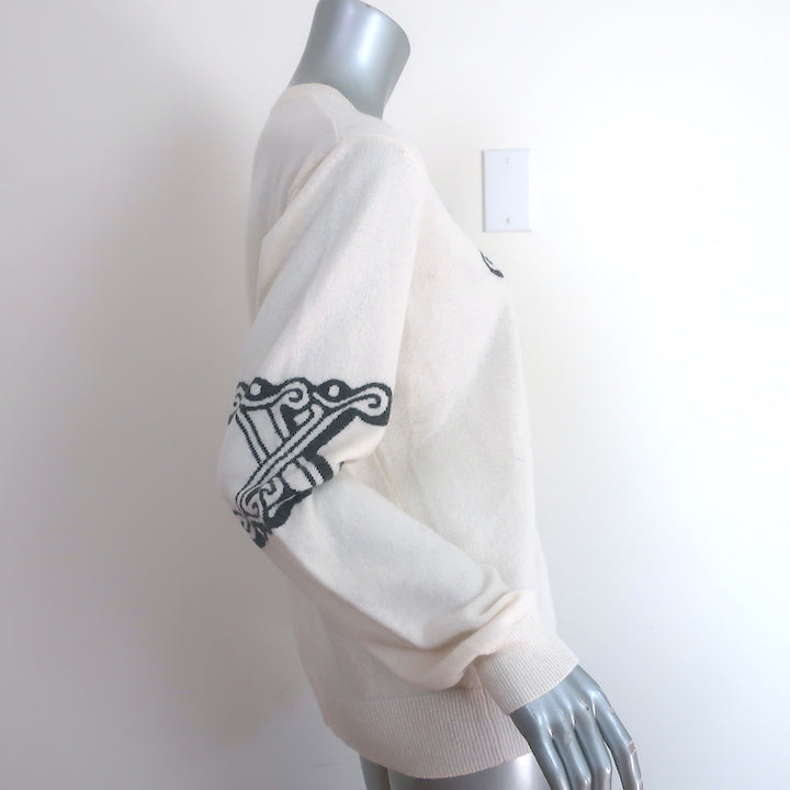 Max Mara Kuban Cashmere Logo Intarsia Sweater Cream Size Extra Large