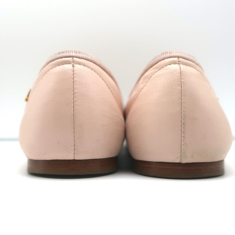 Chanel Coco Jazz Cap Toe Ballet Flats Light Pink Leather &amp; Beige Patent Size 37