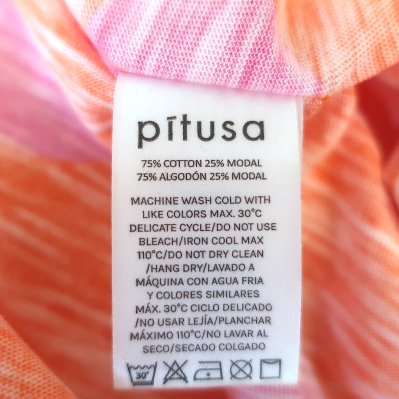 Pitusa Polka Dot Sevillana Ruffled Maxi Dress Orange/Pink Size Petite NEW