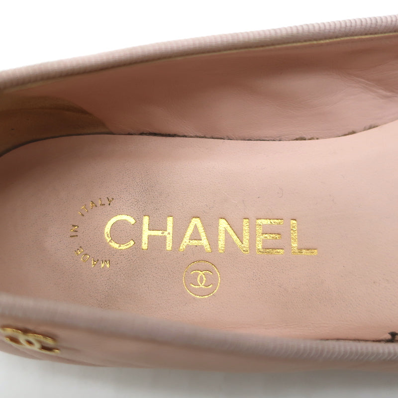 Chanel Coco Jazz Cap Toe Ballet Flats Light Pink Leather & Beige