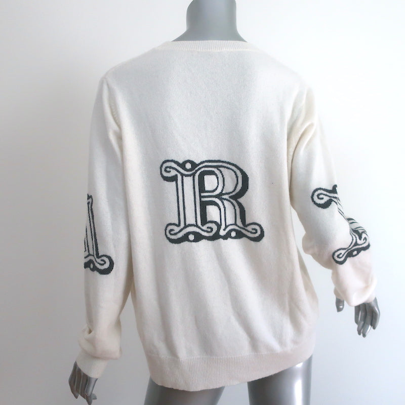 Max Mara Kuban Cashmere Logo Intarsia Sweater Cream Size Extra Large