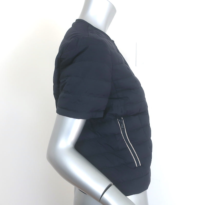 Brunello Cucinelli Monili-Trim Short Sleeve Down Puffer Jacket Black Size 42