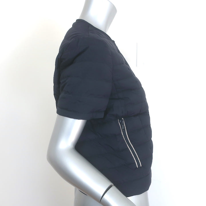 Brunello Cucinelli Monili-Trim Short Sleeve Down Puffer Jacket Black Size 42