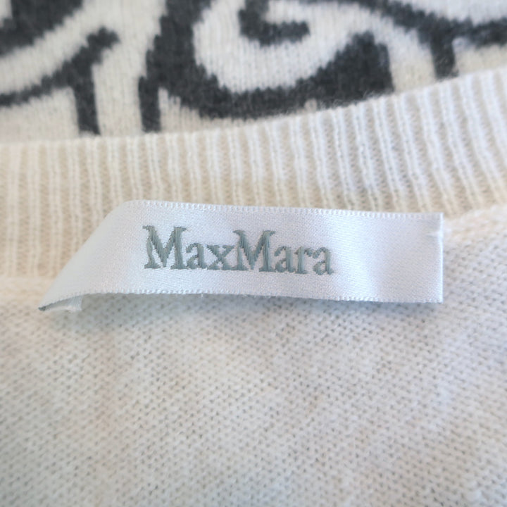 Max Mara Kuban Cashmere Logo Intarsia Sweater Cream Size Extra Large