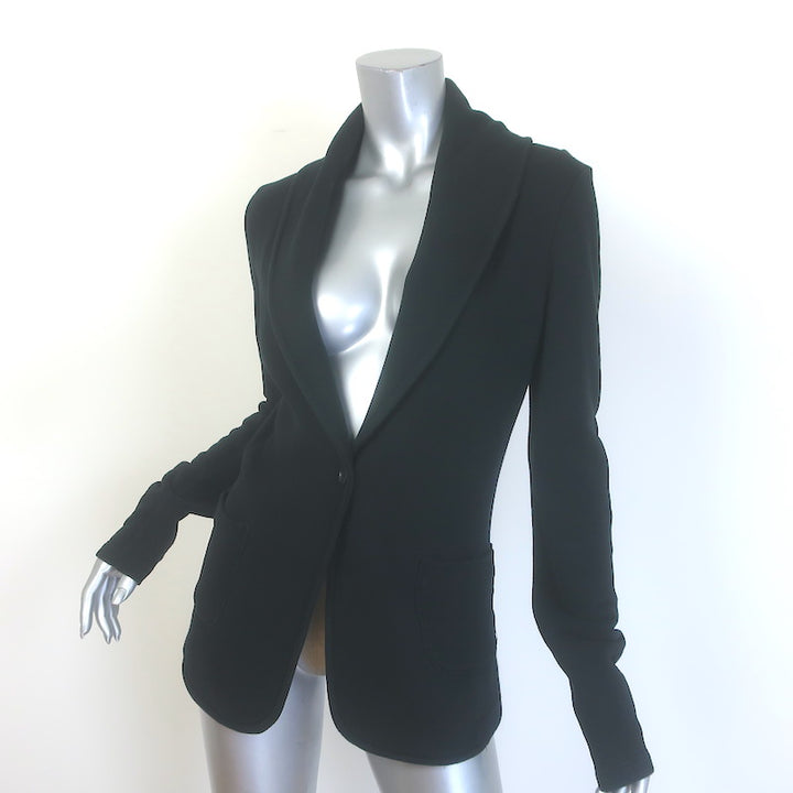 James Perse Shawl Collar Cotton Knit Blazer Black Size 3 One-Button Jacket