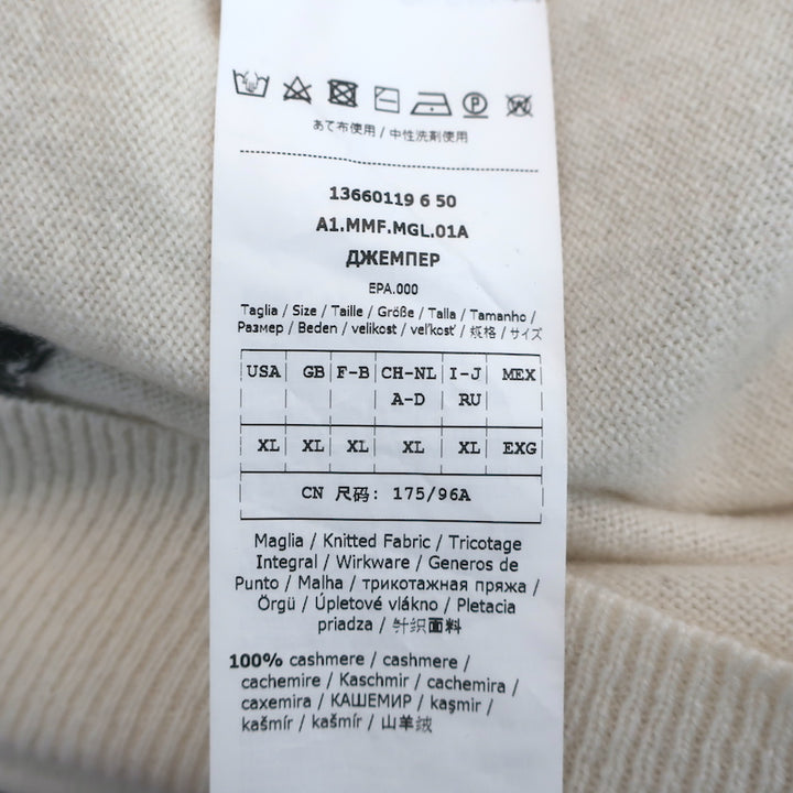 Max Mara Kuban Cashmere Logo Intarsia Sweater Cream Size Extra Large