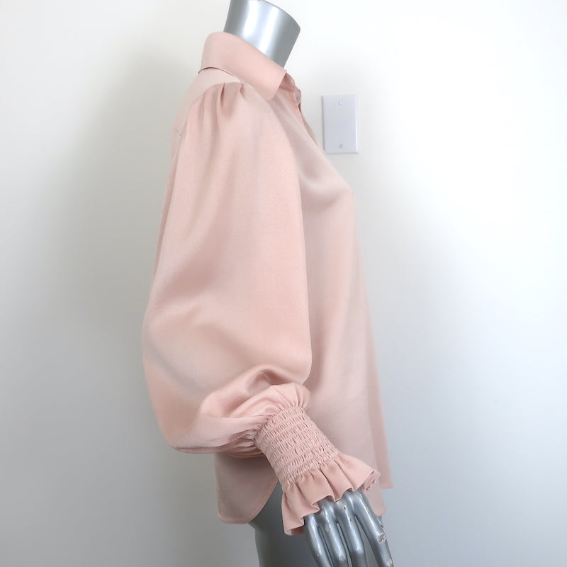 See By Chloe Blouson-Sleeve Collared Blouse Smoky Pink Satin Twill Size 40
