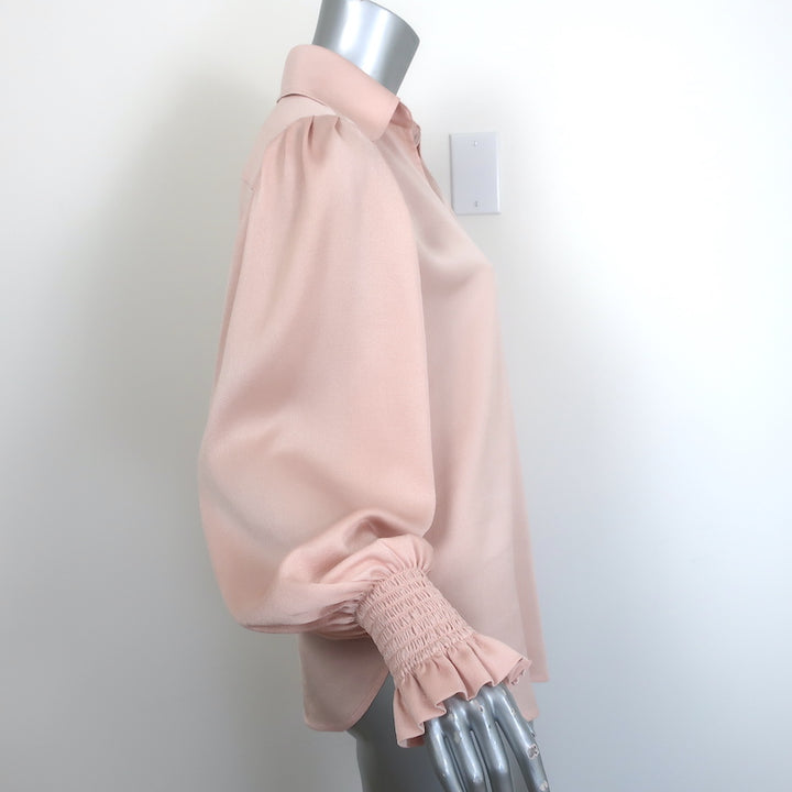 See By Chloe Blouson-Sleeve Collared Blouse Smoky Pink Satin Twill Size 40