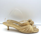Larroude Valerie Mules Gold Metallic Leather Size 9 Kitten Heel Slide Sandals