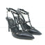 Valentino Noir Rockstud T-Strap Pointed Toe Pumps Black Patent Leather Size 35.5