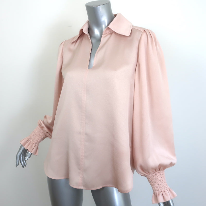 See By Chloe Blouson-Sleeve Collared Blouse Smoky Pink Satin Twill Size 40