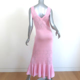 ANDREEVA Sleeveless Midi Dress with Feathers Pink Floral Knit Size US 8 NEW