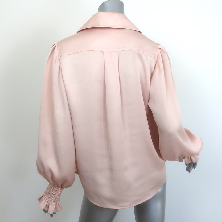 See By Chloe Blouson-Sleeve Collared Blouse Smoky Pink Satin Twill Size 40