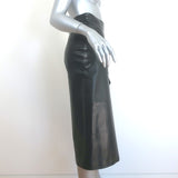 Givenchy Zip-Front Ruffled Leather Pencil Skirt Black Size 38