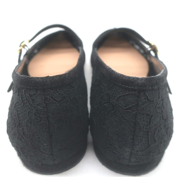 Gianvito Rossi Claudia Lace Pointed Toe Ballet Flats Black Size 39