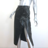 Givenchy Zip-Front Ruffled Leather Pencil Skirt Black Size 38