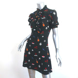 Sandro Wendy Tattoo Print Mini Dress Black Silk Size 2