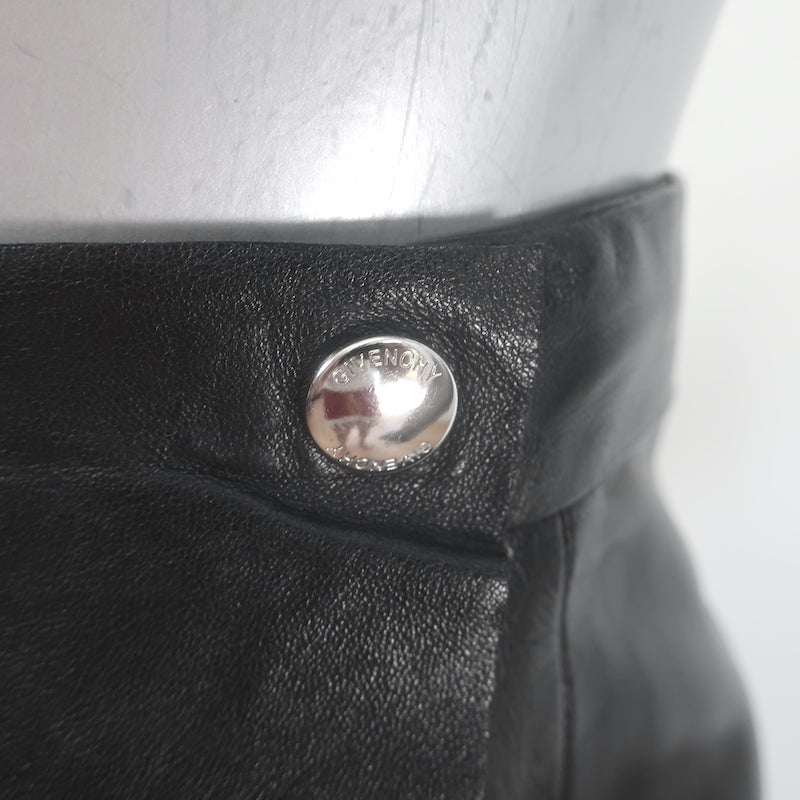 Givenchy Zip-Front Ruffled Leather Pencil Skirt Black Size 38