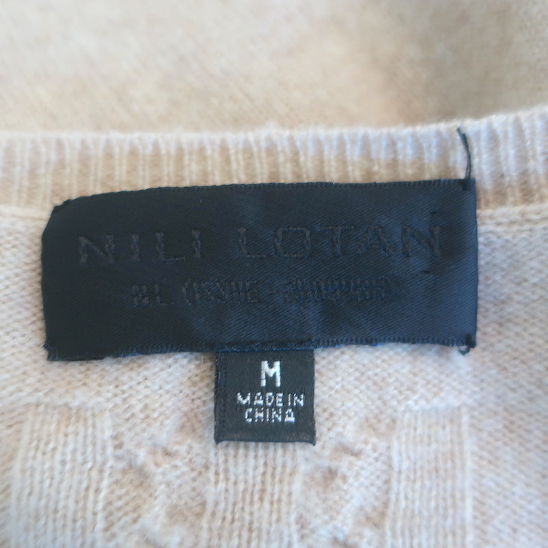 Nili Lotan Cashmere Boyfriend Sweater Beige Size Medium